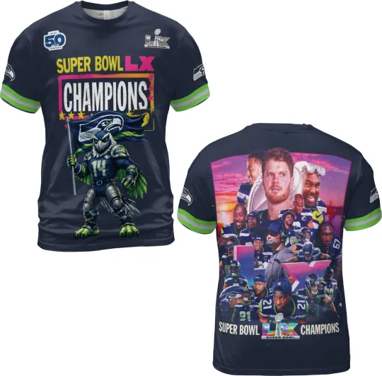 Seattle Seahawks Super Bowl LX Champions All Over Shirt