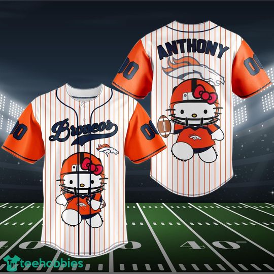 Custom Denver Broncos Hello Kitty Baseball Jersey