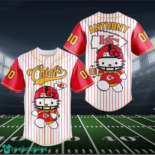 Custom Kansas City Chiefs Hello Kitty Baseball Jersey