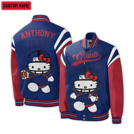 Personalized New York Giants Hello Kitty Baseball Jacket For Fans