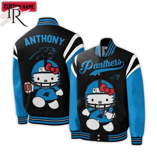 Personalized Carolina Panthers Hello Kitty Baseball Jacket For Fans