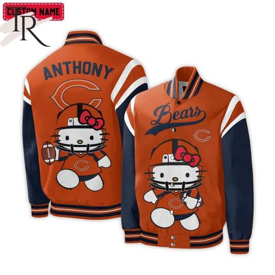 Personalized Chicago Bears Hello Kitty Baseball Jacket For Fans