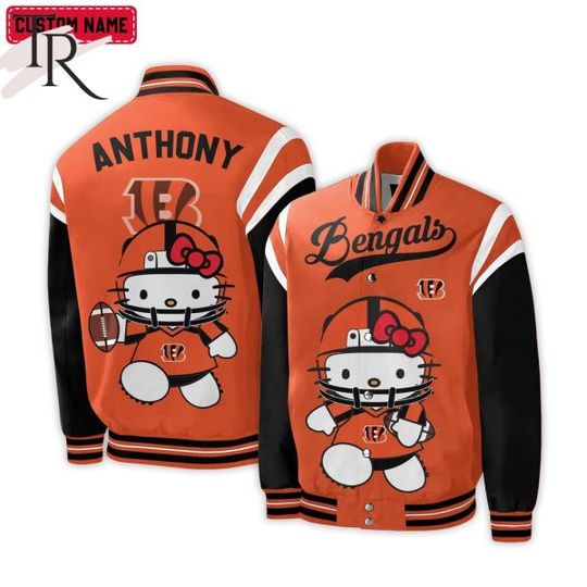Personalized Cincinnati Bengals Hello Kitty Baseball Jacket For Fans