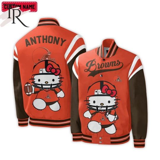 Personalized Cleveland Browns Hello Kitty Baseball Jacket For Fans