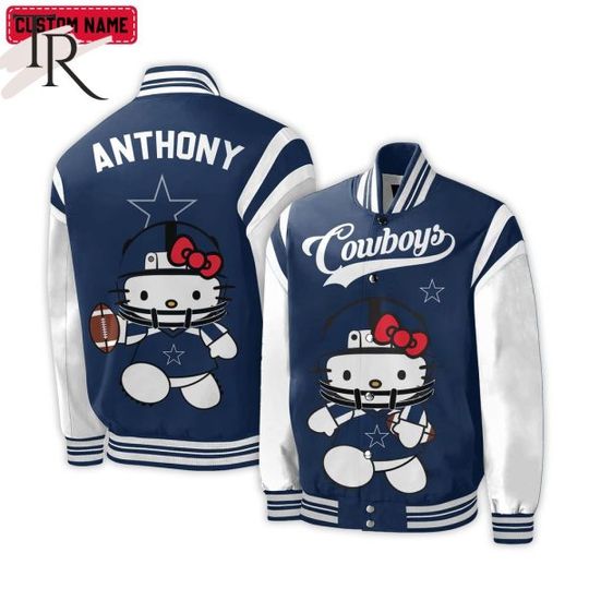 Personalized Dallas Cowboys Hello Kitty Baseball Jacket For Fans