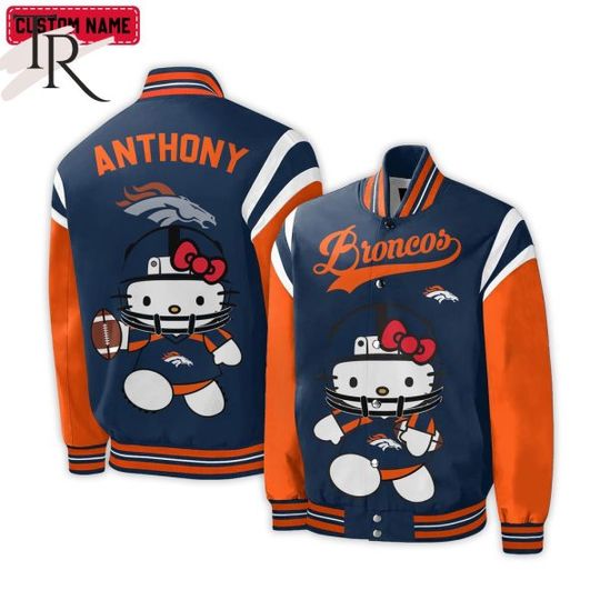 Personalized Denver Broncos Hello Kitty Baseball Jacket For Fans