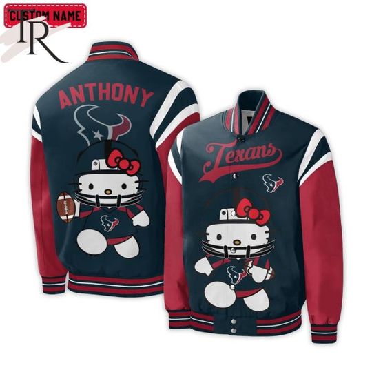 Personalized Houston Texans Hello Kitty Baseball Jacket For Fans