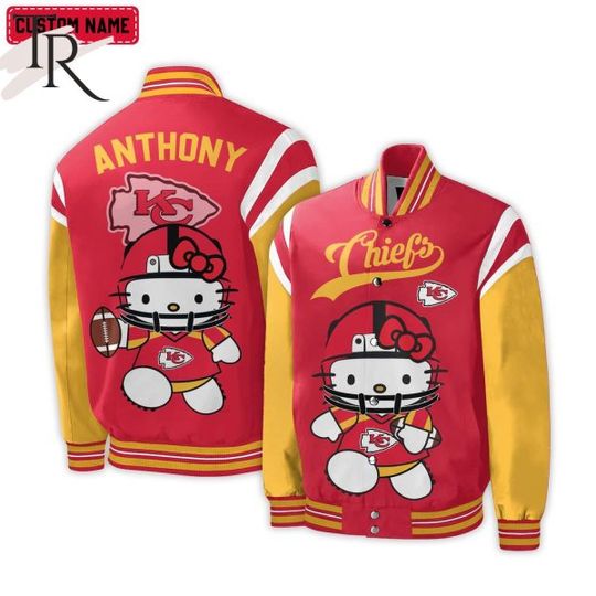 Personalized Kansas City Chiefs Hello Kitty Baseball Jacket For Fans