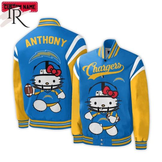 Personalized Los Angeles Chargers Hello Kitty Baseball Jacket For Fans