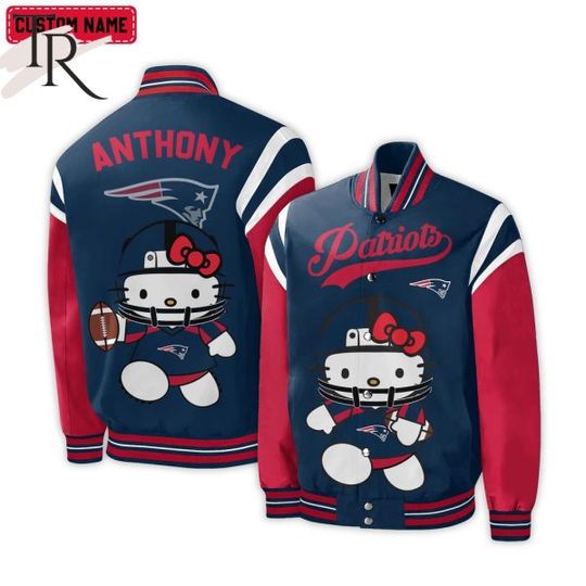 Personalized New England Patriots Hello Kitty Baseball Jacket For Fans