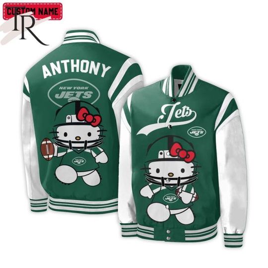 Personalized New York Jets Hello Kitty Baseball Jacket For Fans