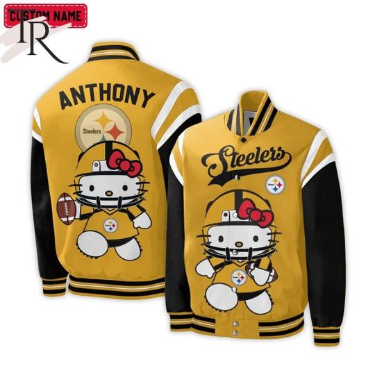 Personalized Pittsburgh Steeler Hello Kitty Baseball Jacket For Fans