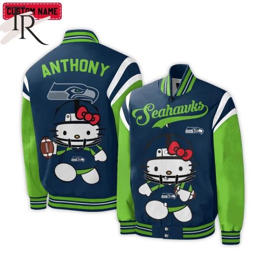 Personalized Seattle Seahawks Hello Kitty Baseball Jacket For Fans