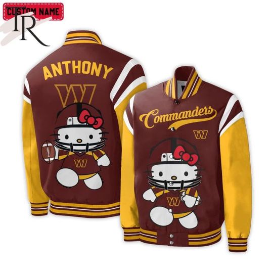 Personalized Washington Commanders Hello Kitty Baseball Jacket For Fans