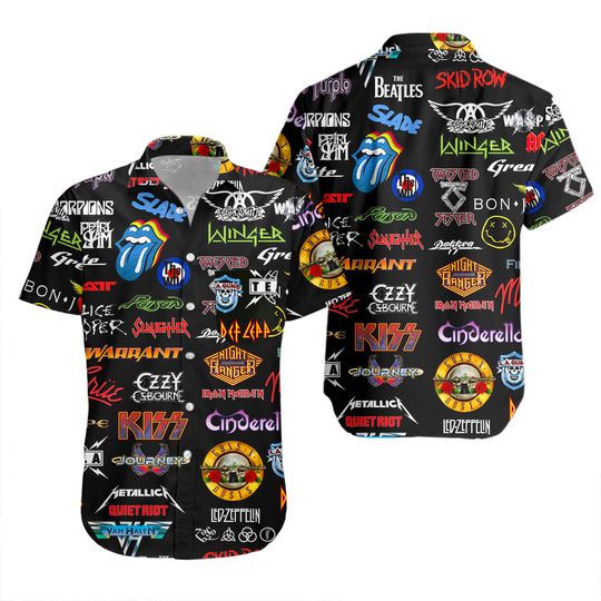 80s Rock Band Hawaiian Shirt, Retro Music Vintage Shirt