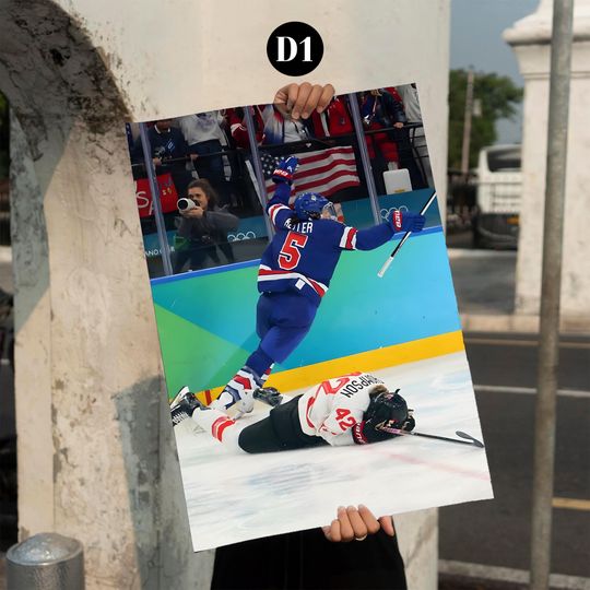 Discover No Frame - USA Hockey Poster, USA Womens Hockey, Hockey Wall Decor, Hockey Winter Games Premium Satin Poster, Dorm Room Bathroom Decor