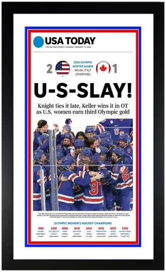 Discover Team USA Womens Hockey Beats Canada 2026 Olympic Gold Matted & Framed Print