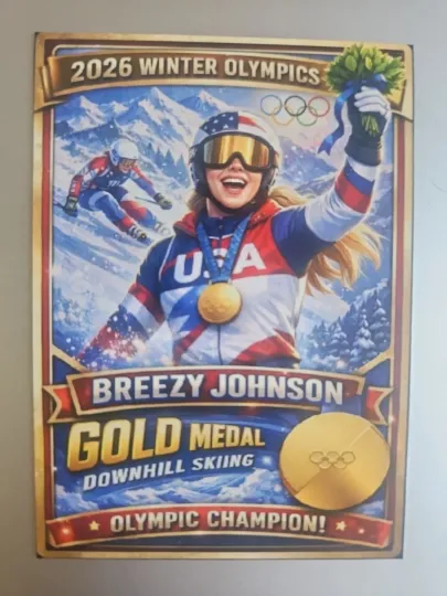 2026 Winter Olympics Medal Series Card - Breezy Johnson - Gold Medal