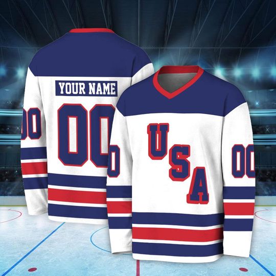 Discover Hockey Jersey Of Usa Team, Personalization Stitched Jersey With Name Number, Unisex Sport Fan Gift, Us Hockey Shield 2026 Replica Jersey