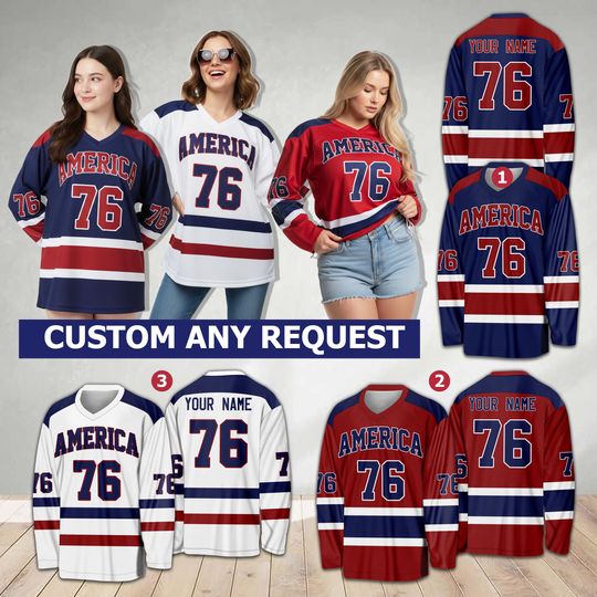 Discover Personalize Name Number 4th of July Hockey Jersey, Custom Independence Day Shirt, Personalized American Flag Hockey Jersey, Patriotic Gift