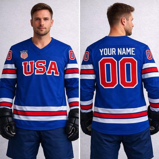 Discover Custom USA Hockey Jersey  Personalized Country Flag Jersey with Name & Number  Youth to Adult Sizes  Ice Hockey Fan Gear