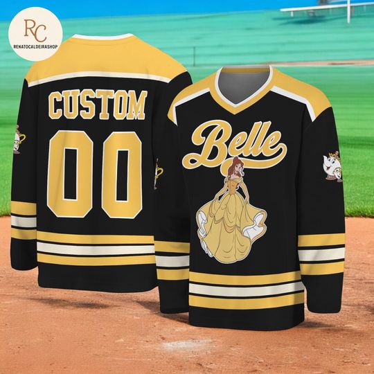 Discover Custom Belle Hockey Jersey  Personalized Beauty and the Beast Shirt, Classic Cartoon Team Outfit, Matching Family Hockey Gift