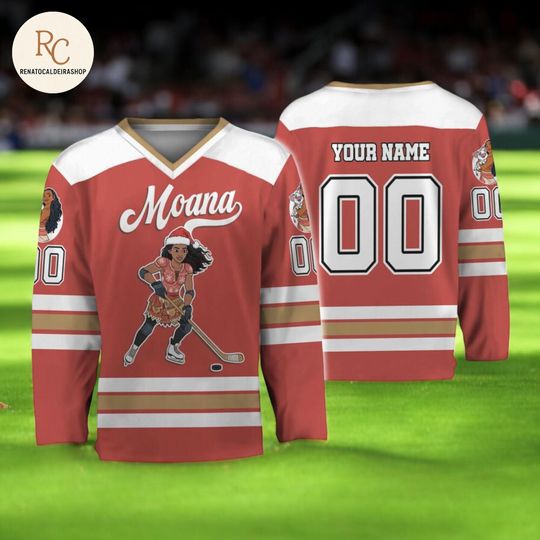 Discover Custom Moana Hockey Jersey  Personalized Disney Princess Jersey, Disneyland Team Shirt, Custom Name Number, Unique Gift for Disney Fans