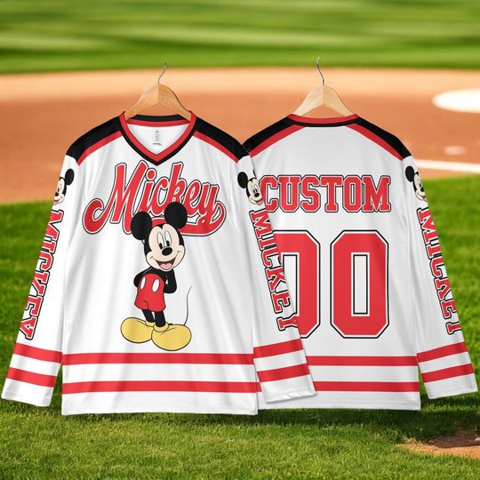 Discover Mickey Mouse Hockey Jersey, Disney Mickey Ice Hockey Shirt, Fan Gift, Family Vacation Matching Outfit