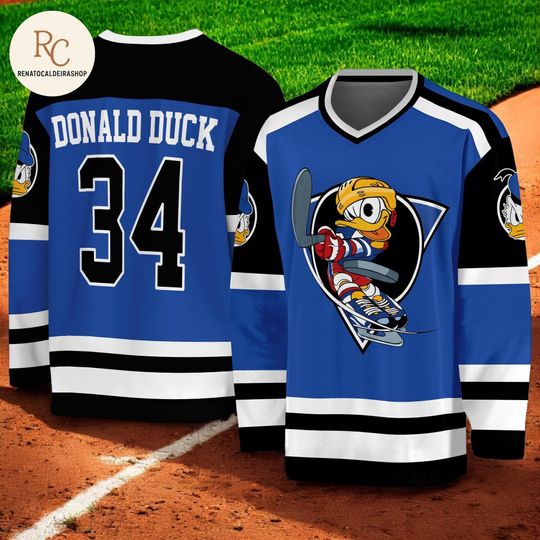 Discover Donald Duck Hockey Jersey Since 1934, Retro Ice Hockey Sweater, Team Sports Shirt, Family Matching Outfit