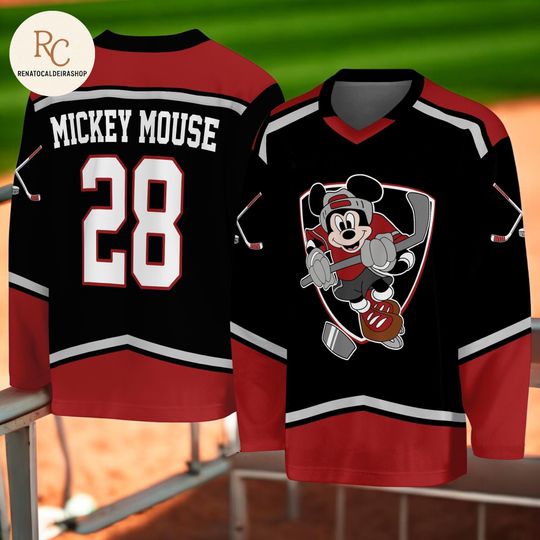 Discover Vintage Style Mickey Hockey Jersey, Custom Ice Hockey Team Shirt, Matching Sports Outfit for Fans