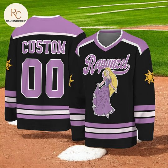 Discover Custom Rapunzel Hockey Jersey  Personalized Disney Princess Jersey, Disneyland Team Shirt, Custom Name Number, Unique Gift for Disney Fans