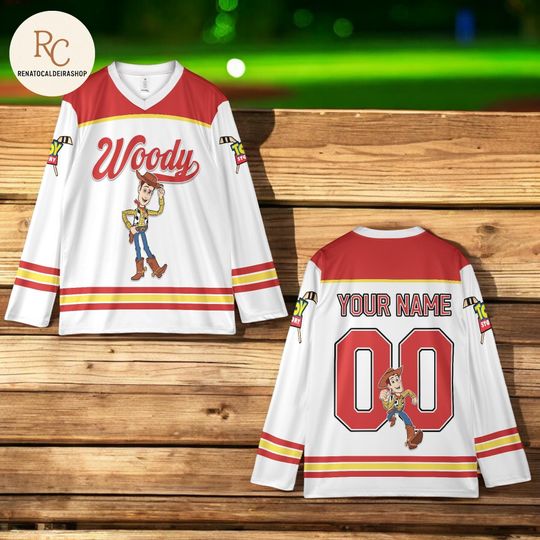 Discover Custom Toy Story Woody Hockey Jersey, Personalized Name Number, Disney Trip Shirt, Matching Family Outfit, Birthday Gift