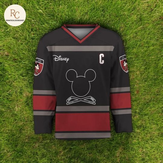 Discover Custom Mickey Mouse Black Hockey Jersey  Disney Sports Shirt, Stylish Baseball-Style Outfit, Cute Birthday Gift, Disneyland Family Look
