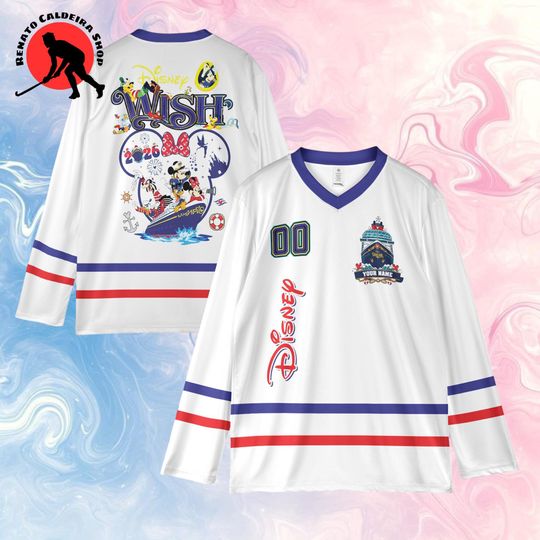 Discover Personalized Mickey & Friends Hockey Jersey, Custom Cartoon Character Hockey Shirt, Fan Gift