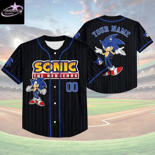 Discover Custom Sonic The Hedgehog Baseball Jersey, Personalized Sonic Jersey Shirt, The Hedgehog Baseball Team Outfit, Gift For Fan