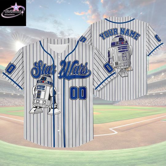 Discover Custom Star Wars Baseball Jersey, Personalized Star Wars R2- D2 Robot Jersey Shirt, Disney Star Wars Birthday Gift, Gift For Fans