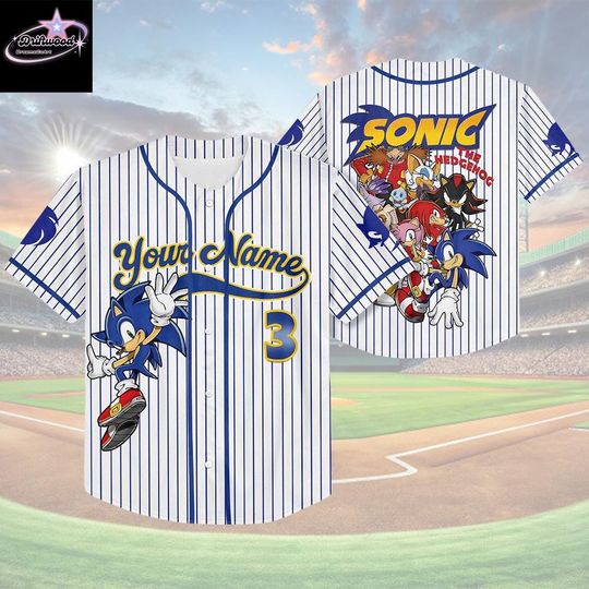 Discover Custom Sonic The Hedgehog Baseball Jersey, Personalized Number & Name Sonic Jersey, Sonic party jersey, Birthday gift for Kids