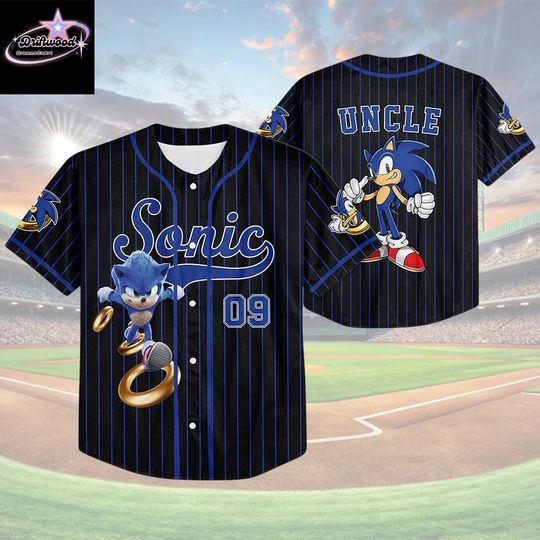 Discover Personalized Sonic Baseball Jersey, Custom Name Baseball Shirt, Sonic the Hedgehog Sports Tee, Kid Youth Adult Gamer Gift Outfit
