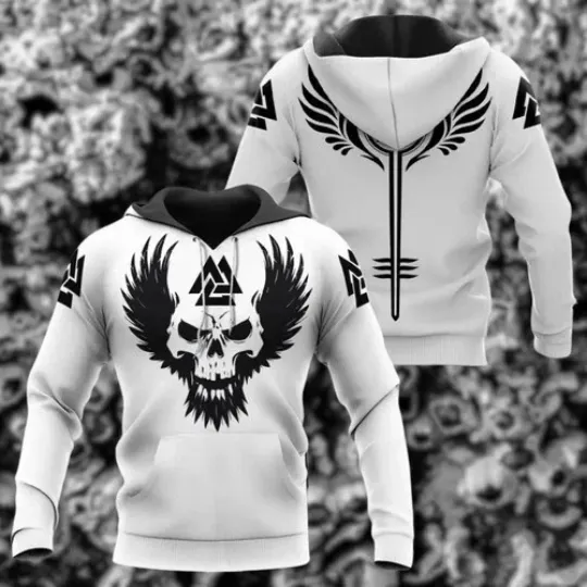 Discover Viking Hoodie Winged 3D All over print Pullover Warrior Gift
