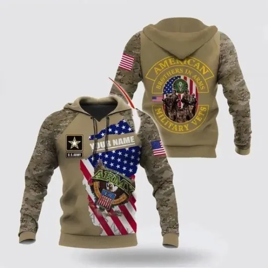 Discover Army Hoodie Custom Name Us Army Veteran Brothers In Army 3D Print hoodie