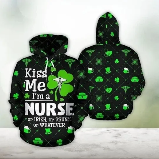 Discover Irish Nurse Happy St. Patrick's Day Hoodie 3D All Over Print
