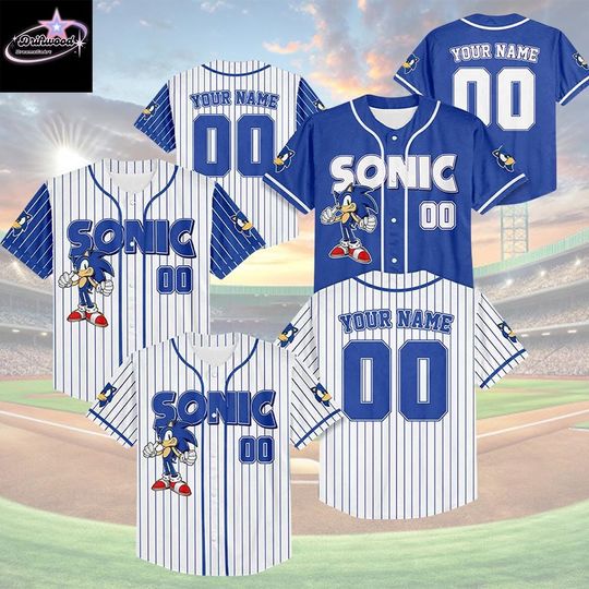 Discover Custom Name and Number Sonic Baseball Jersey, Sonic the Hedgehog Birthday Gift, Sonic the Hedgehog Baseball Fan Lover Gift