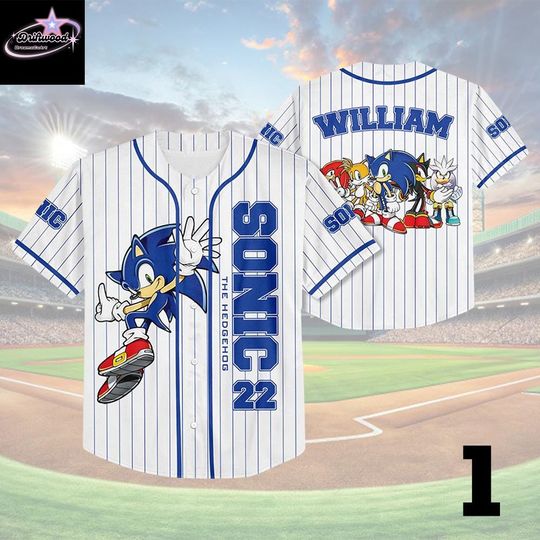 Discover Custom Name and Number Sonic Baseball Jersey, Sonic the Hedgehog Birthday Gift, Sonic the Hedgehog Baseball Fan Lover Gift