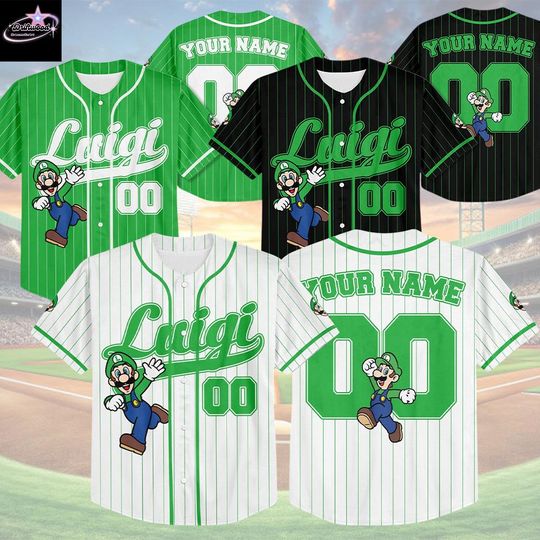 Custom Luigi Super Mario Baseball Jersey, Nintendo Super Mario Shirt, Personalized Luigi Jersey, Luigi Fan Gifts, Birthday Gifts