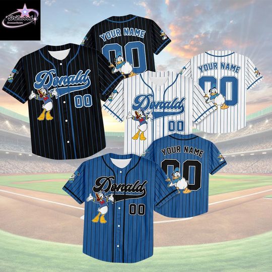 Discover Personalized Vintage Donald Duck Baseball Jersey, Donald Jersey, Custom Disneyland Shirt, Birthday Baseball Team, Gift For Disney Fan