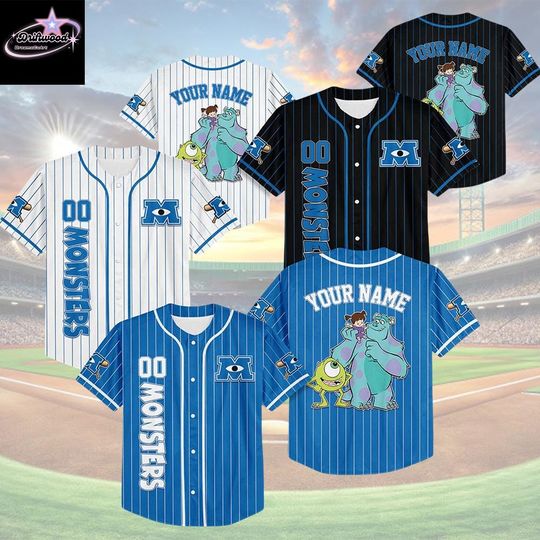 Discover Custom Monsters Characters Baseball Jersey, Personalized Disney Monsters Inc Baseball Shirt, Matching Disney Trip Outfit