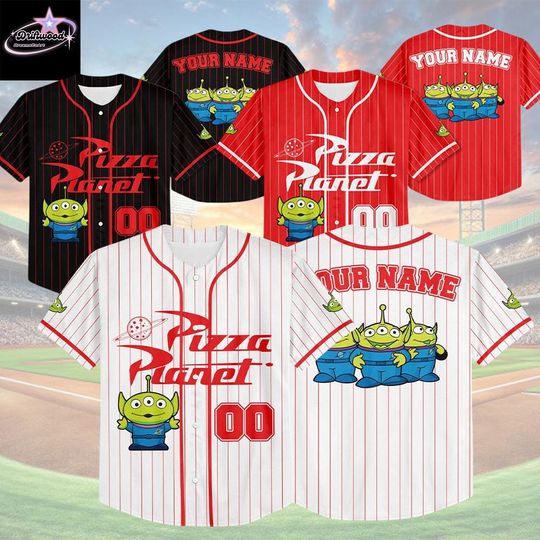 Discover Custom Pizza Planet Toy Baseball Jersey, Disney Toy Story Shirt, Personalized Toy Story Pizza Planet Jersey, Gift for Disney Fans