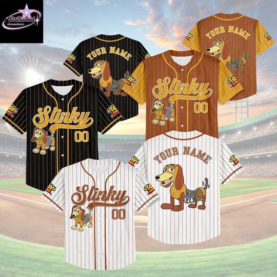 Custom Slinky Dog Toy Story Baseball Jersey, Disney Toy Story Slinky Dog Jersey, Disneyland Baseball Team Outfit, Birthday Gift