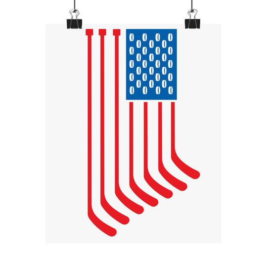 Discover USA Hockey American Flag Matte Vertical Posters