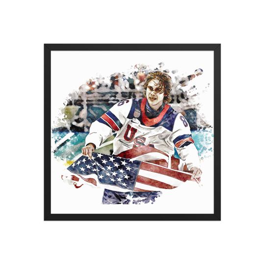 Discover Jack Hughes USA Hockey 2026 Olympics Wall Art 1 - Unframed Art Poster
